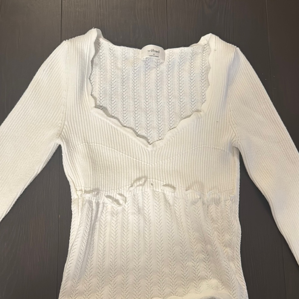 Wilfred Cream Ribbed Tie Front Blouse